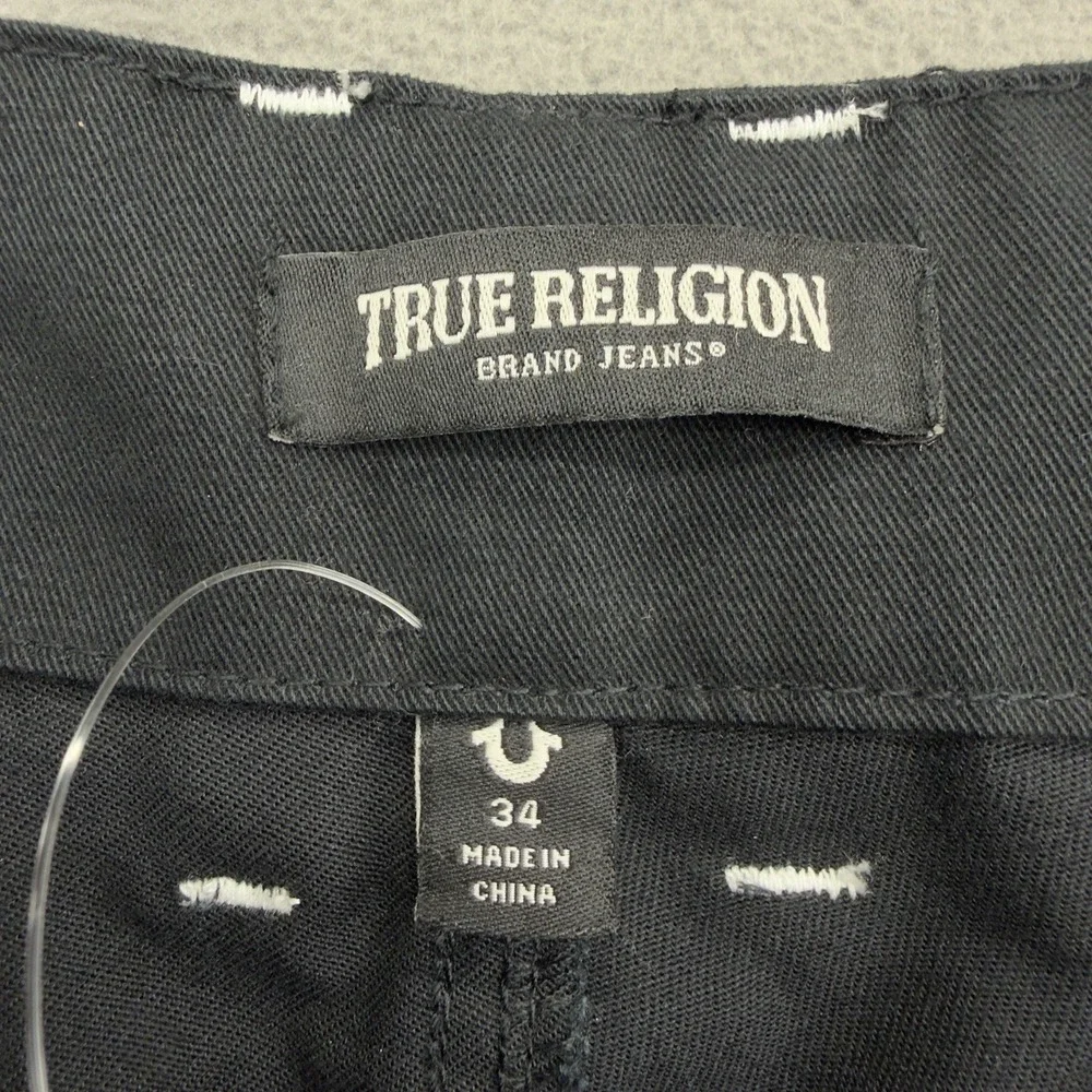 True Religion Belted Utility Cargo Shorts Mens 34 Black Contrast Stitch 12
